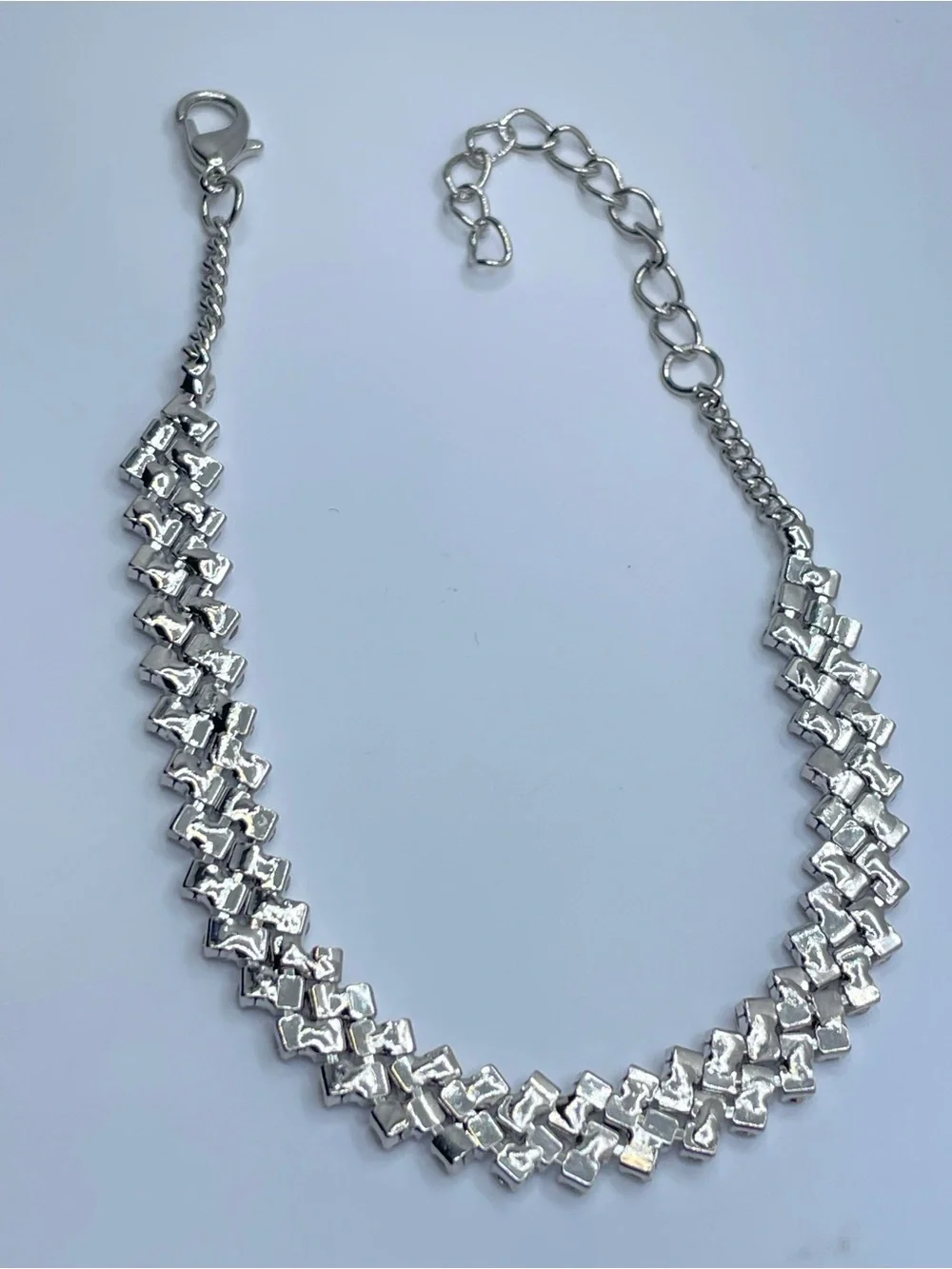 Silver Tone Crystal Rhinestone Tennis Bracelet Glam Statement